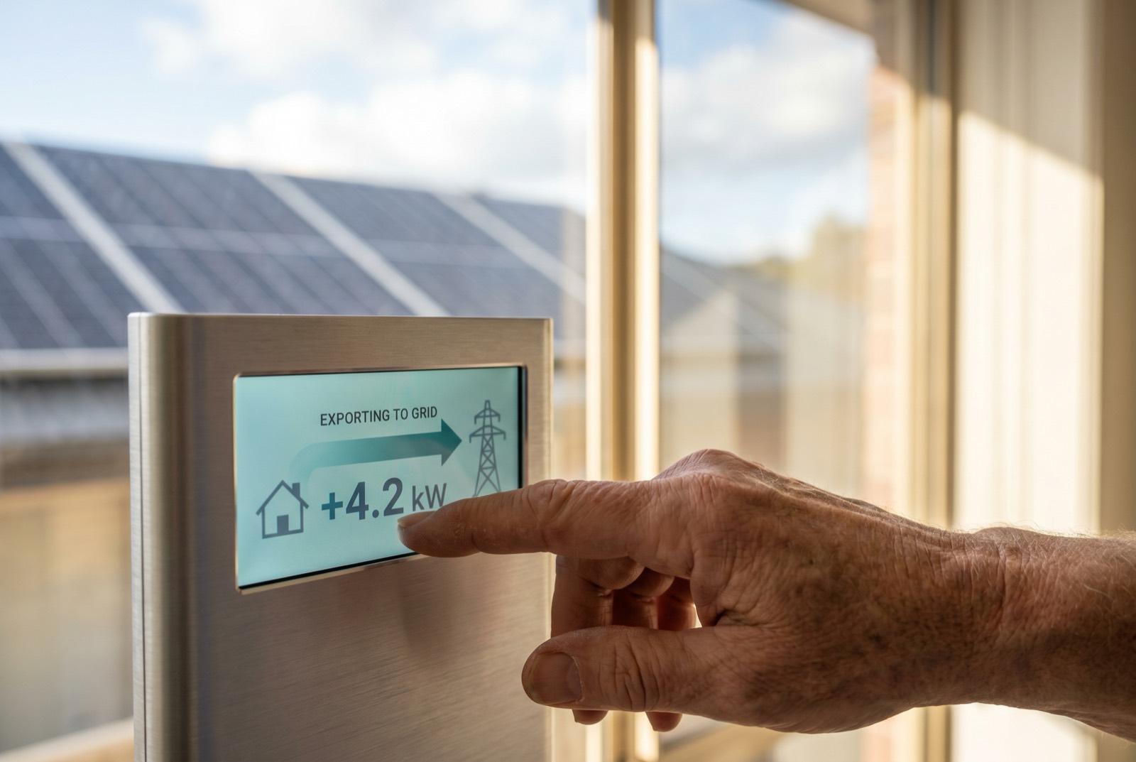 A smart energy display showing solar electricity being exported under the Smart Export Guarantee