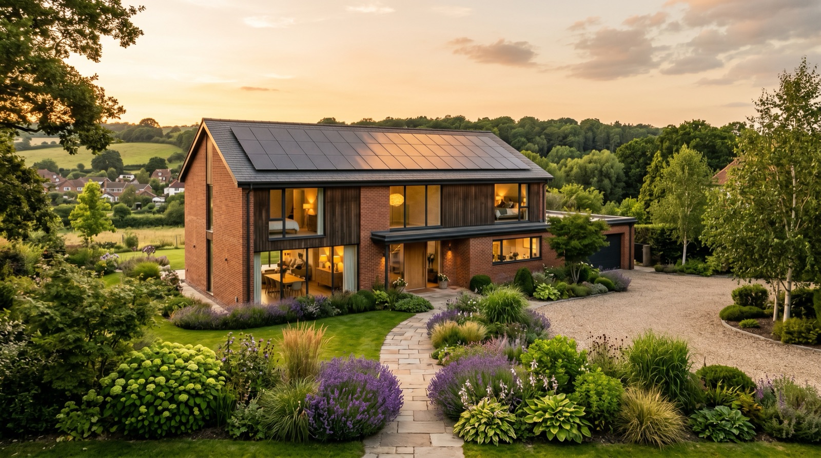 A home renovation project at golden hour