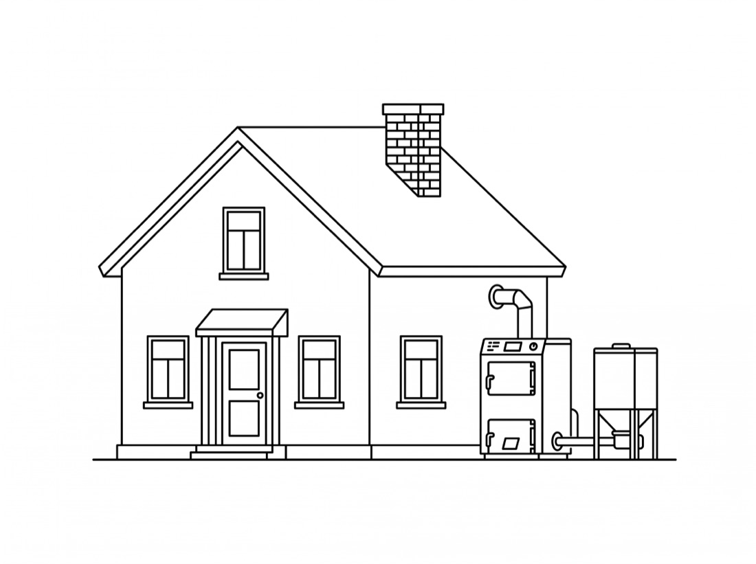 Biomass Boiler — line illustration