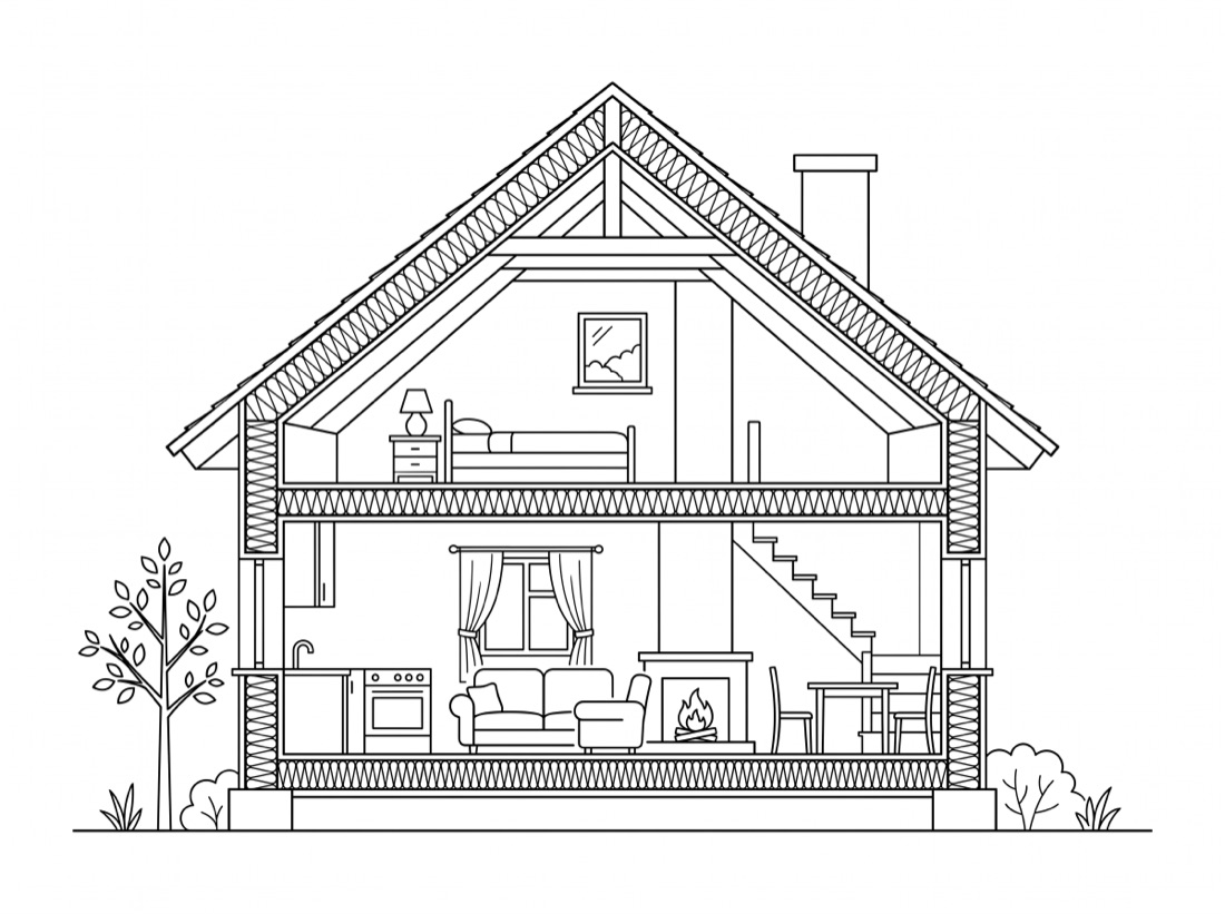 Home Insulation — line illustration