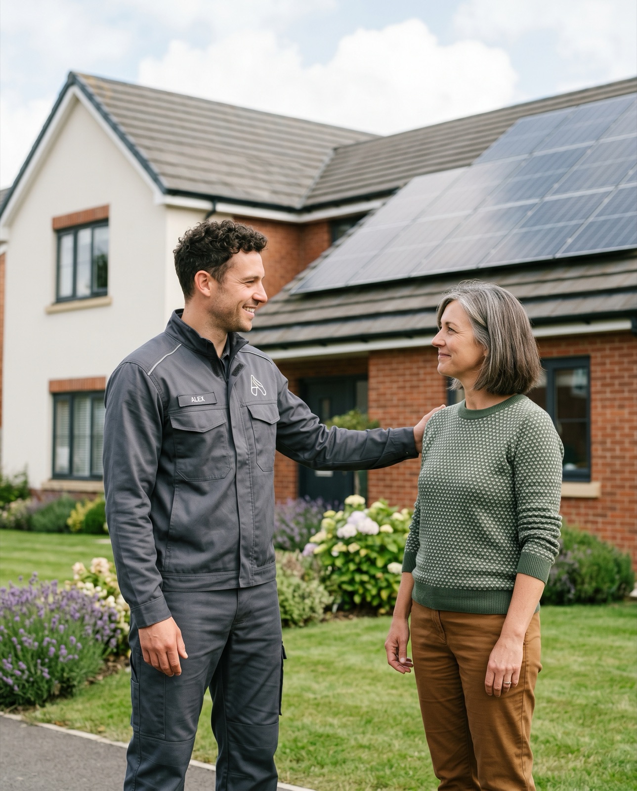 An MCS-certified installer carrying out a free project assessment with a homeowner